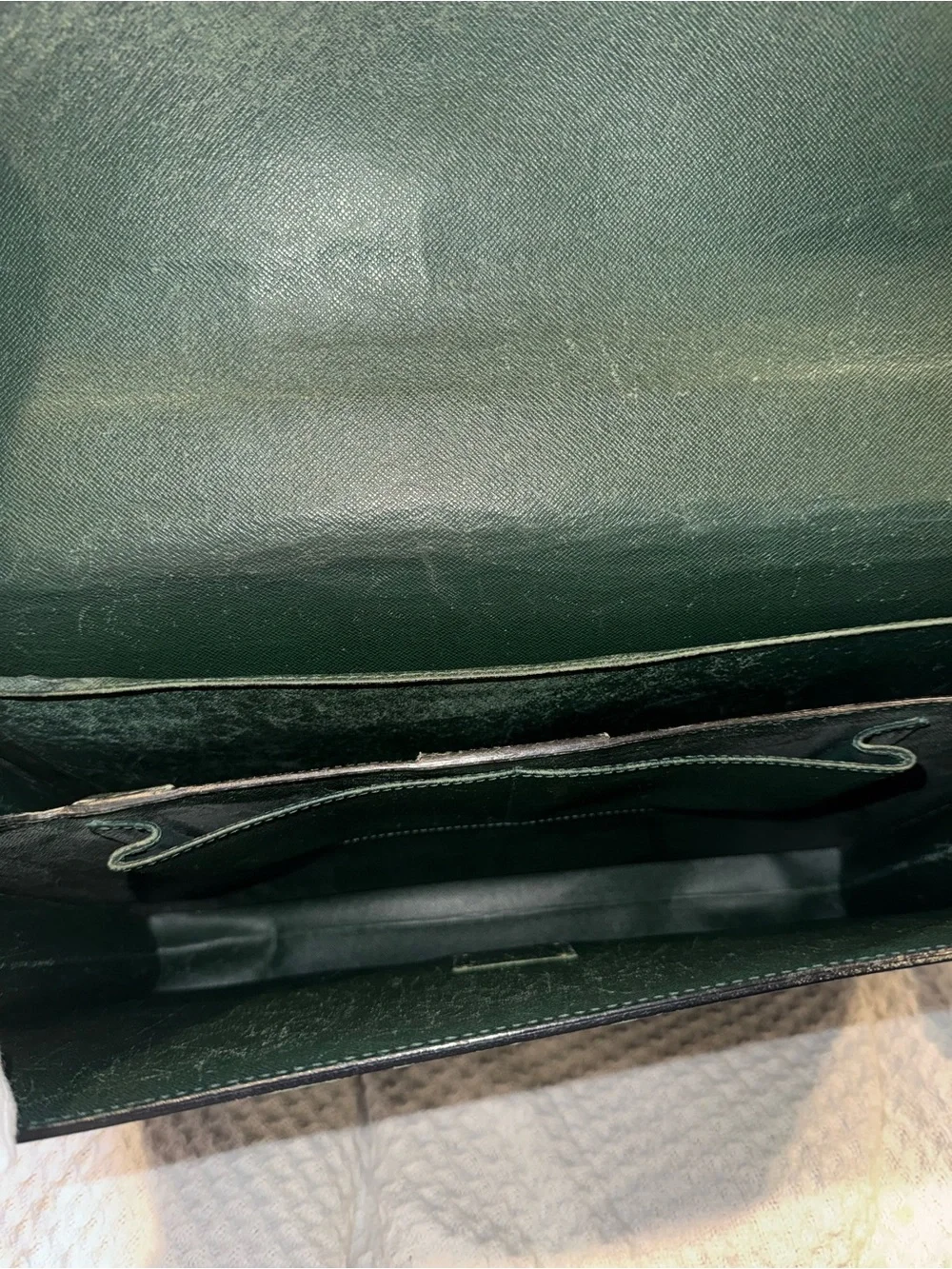 Authentic LV Serviette Kourad Briefcase Taiga Leather Dark Green